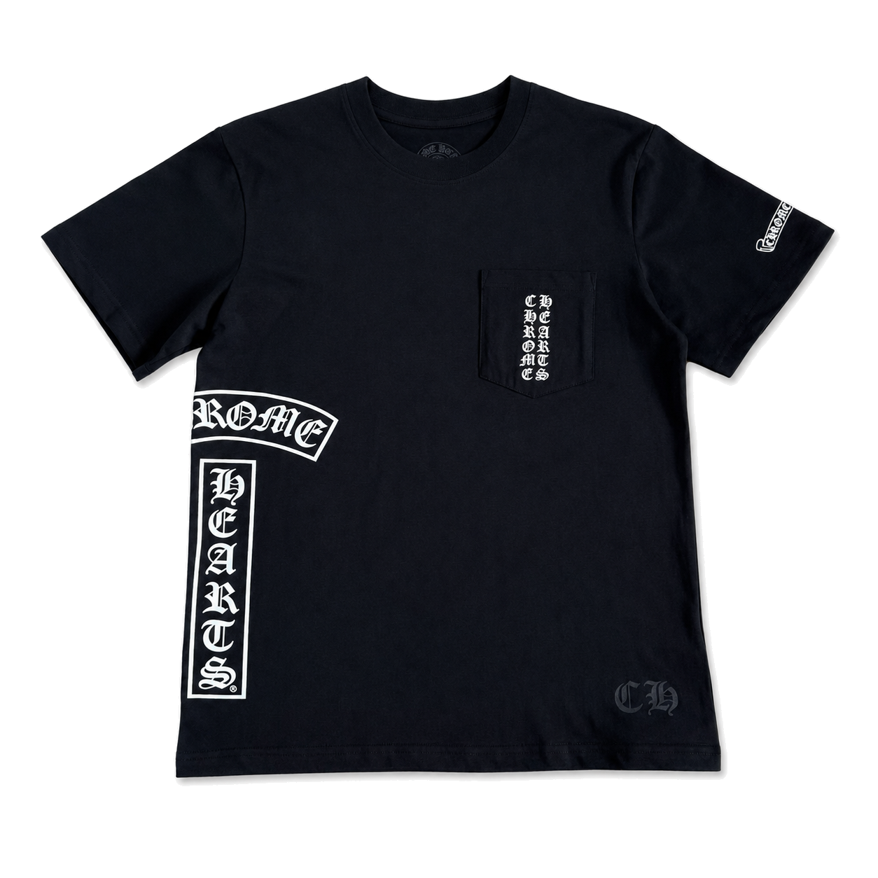 BLACK HORSESHOE POCKET TEE front