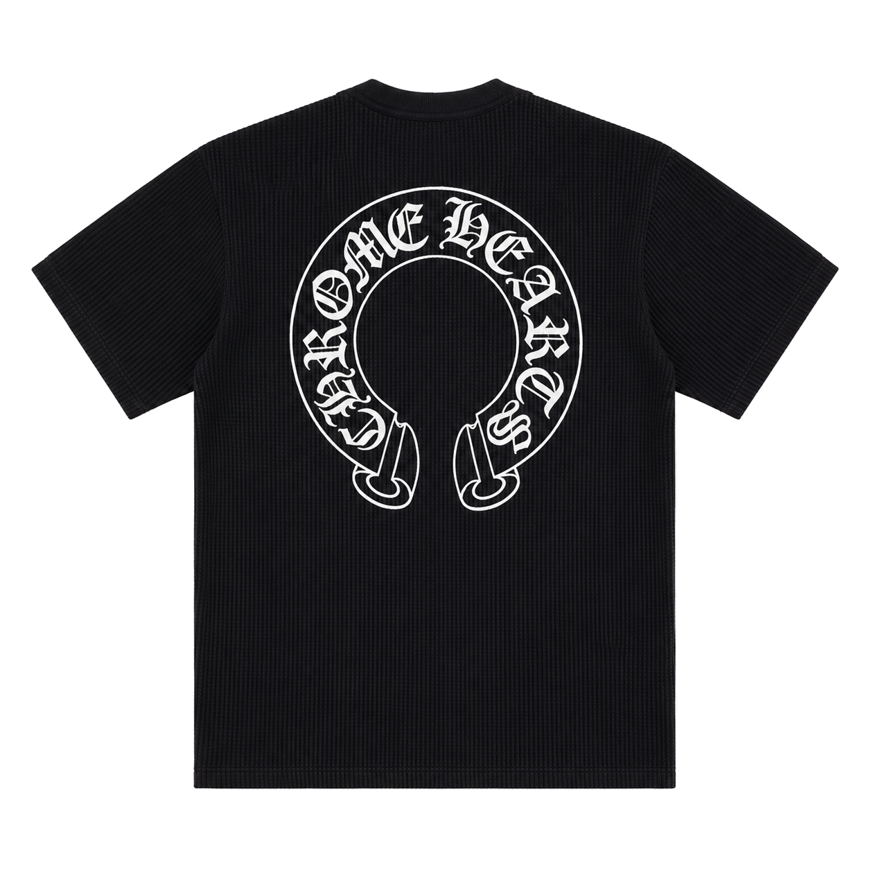 BLACK HORSESHOE THERMAL WAFFLE TEE back