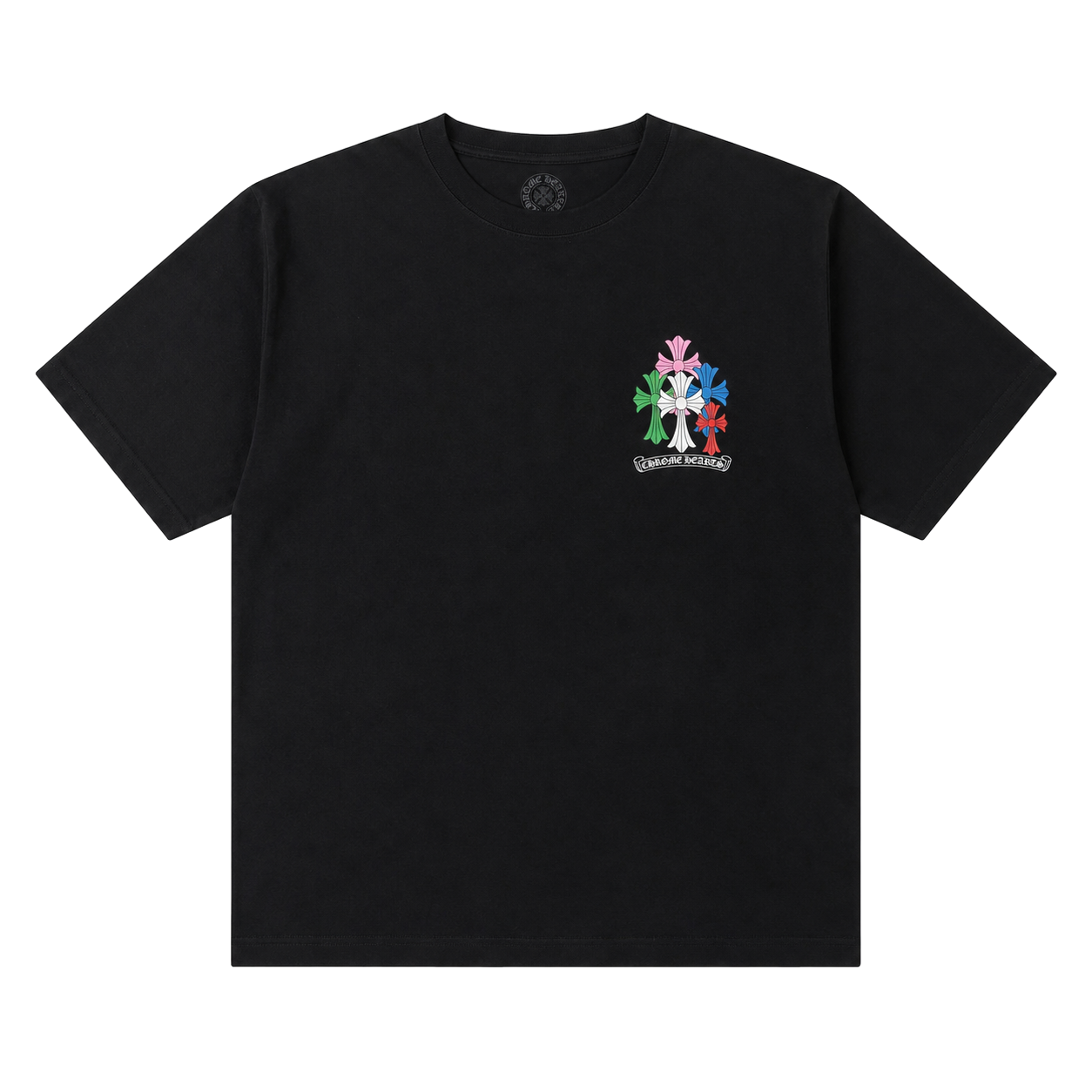 BLACK MULTICOLOR CROSS TEE front