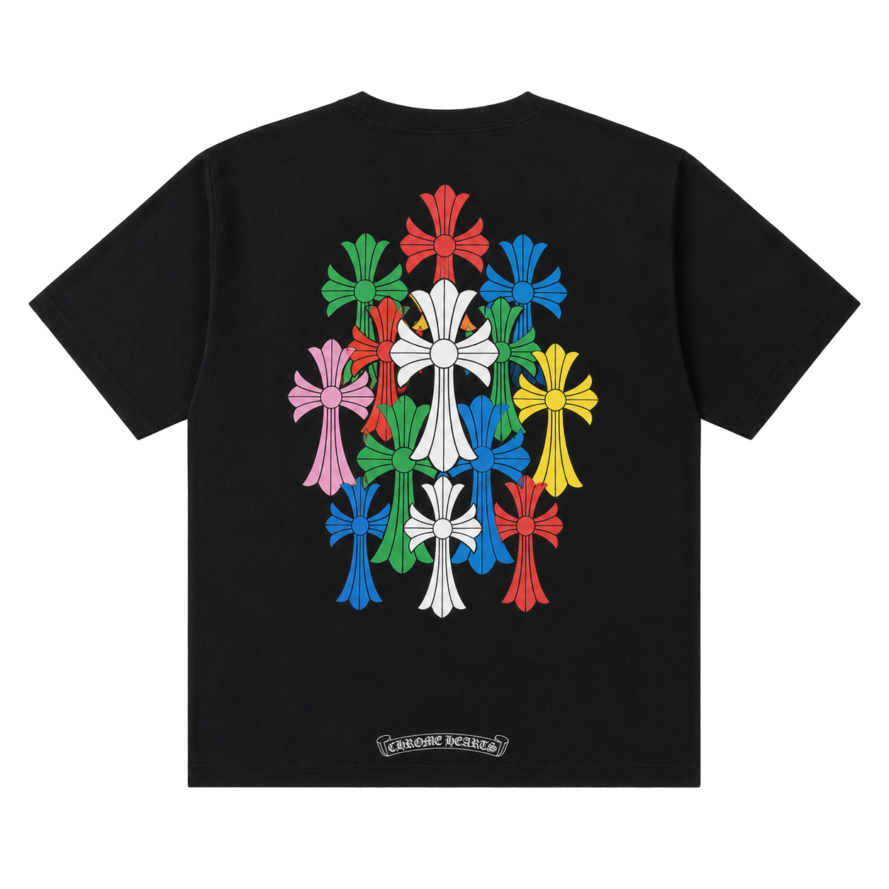 BLACK MULTICOLOR CROSS TEE back