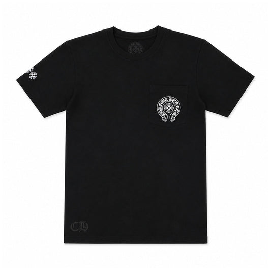 BLACK MULTICOLOR HORSESHOE TEE — front view
