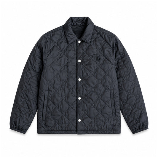 BLACK QUILTED MONOGRAM JACKET — front view
