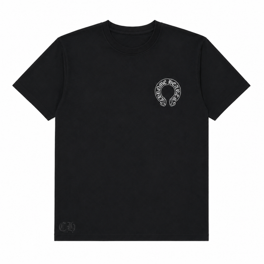 BLACK SCROLL LOGO TEE front