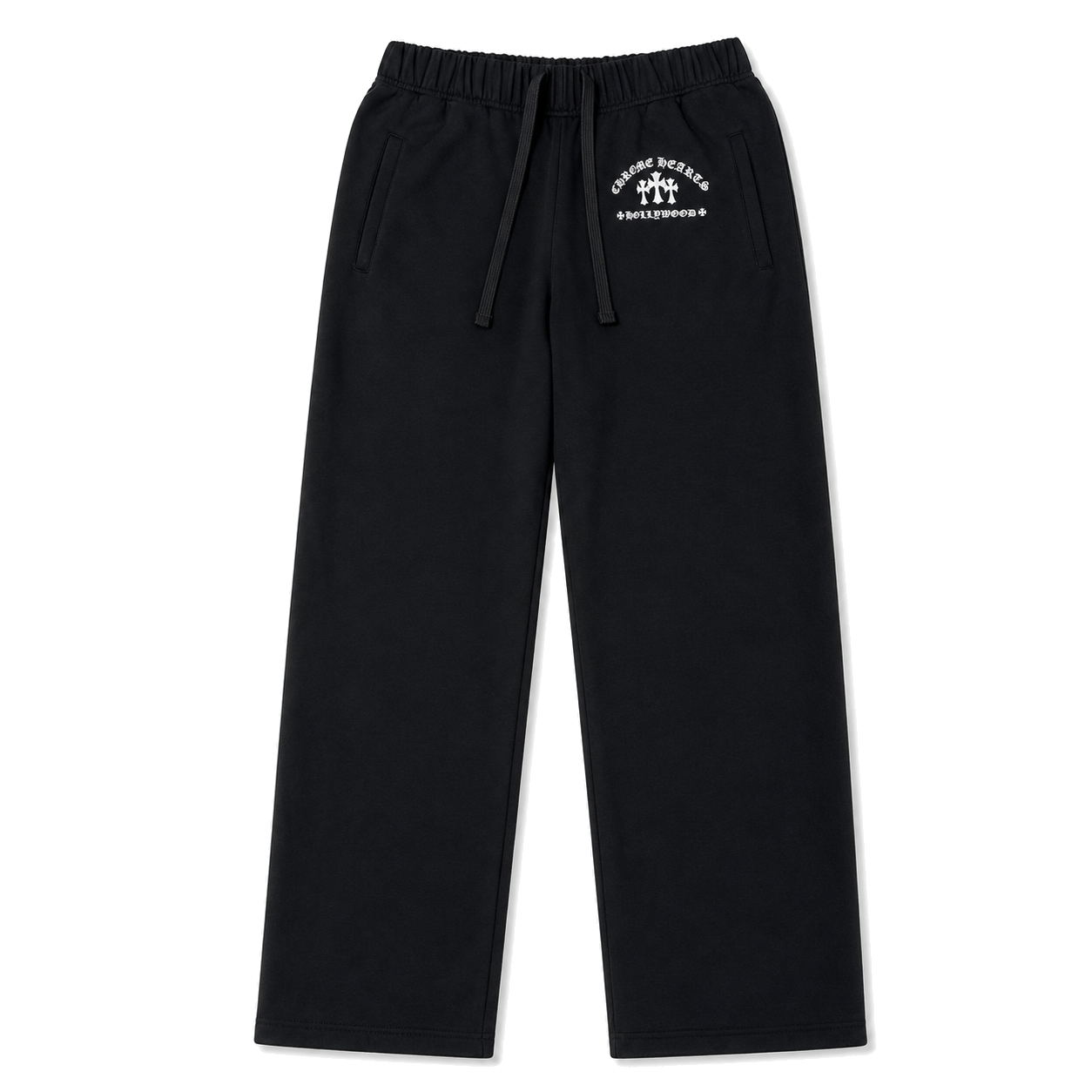 BLACK TRIPLE CROSS HOLLYWOOD SWEATPANTS front