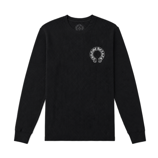 BLACK WAFFLE KNIT LONGSLEEVE front