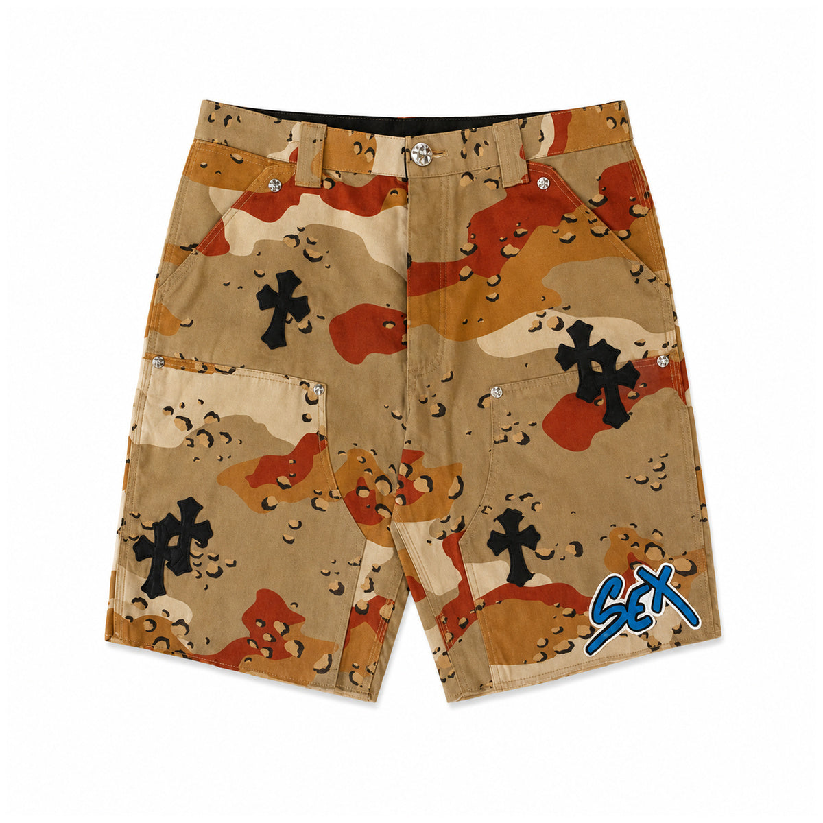 DESERT CAMO SEX RECORDS CARPENTER SHORTS — front view