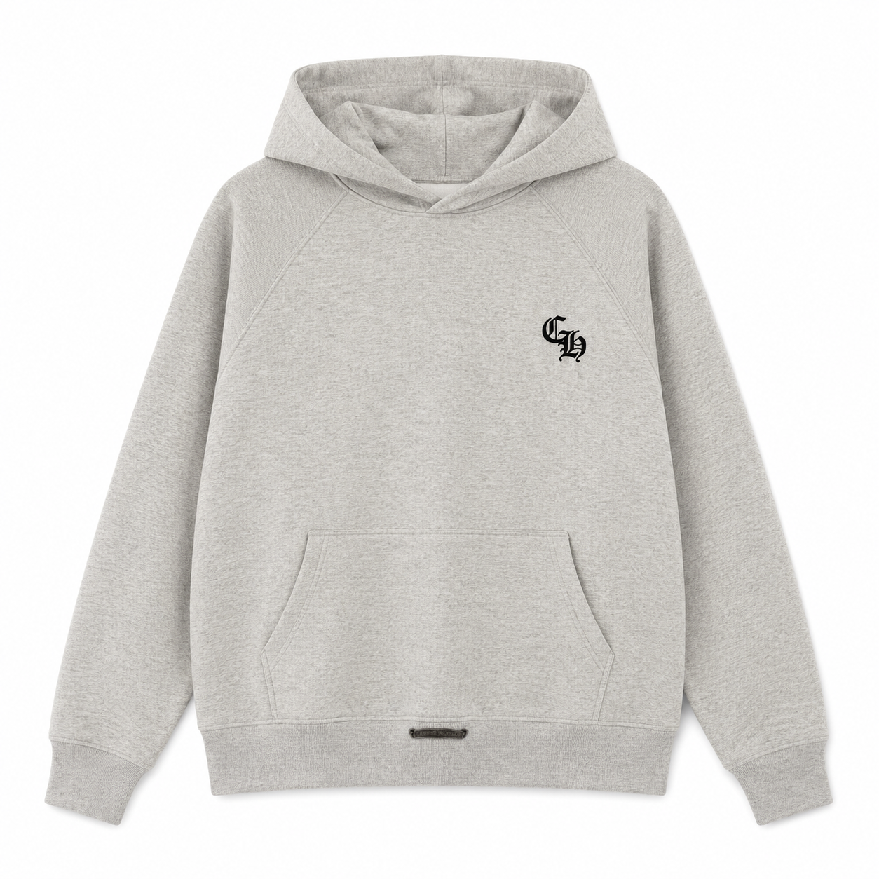 Grey Gothic Logo Hoodie front