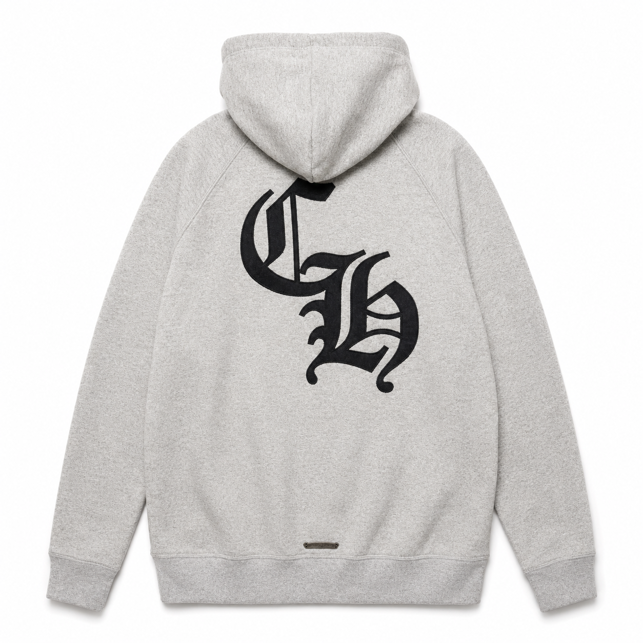 Grey Gothic Logo Hoodie back
