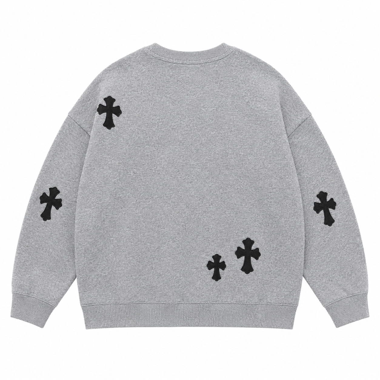 GREY MULTI CROSS CREWNECK back