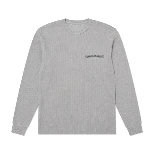 GREY SCROLL LOGO THERMAL LONGSLEEVE front