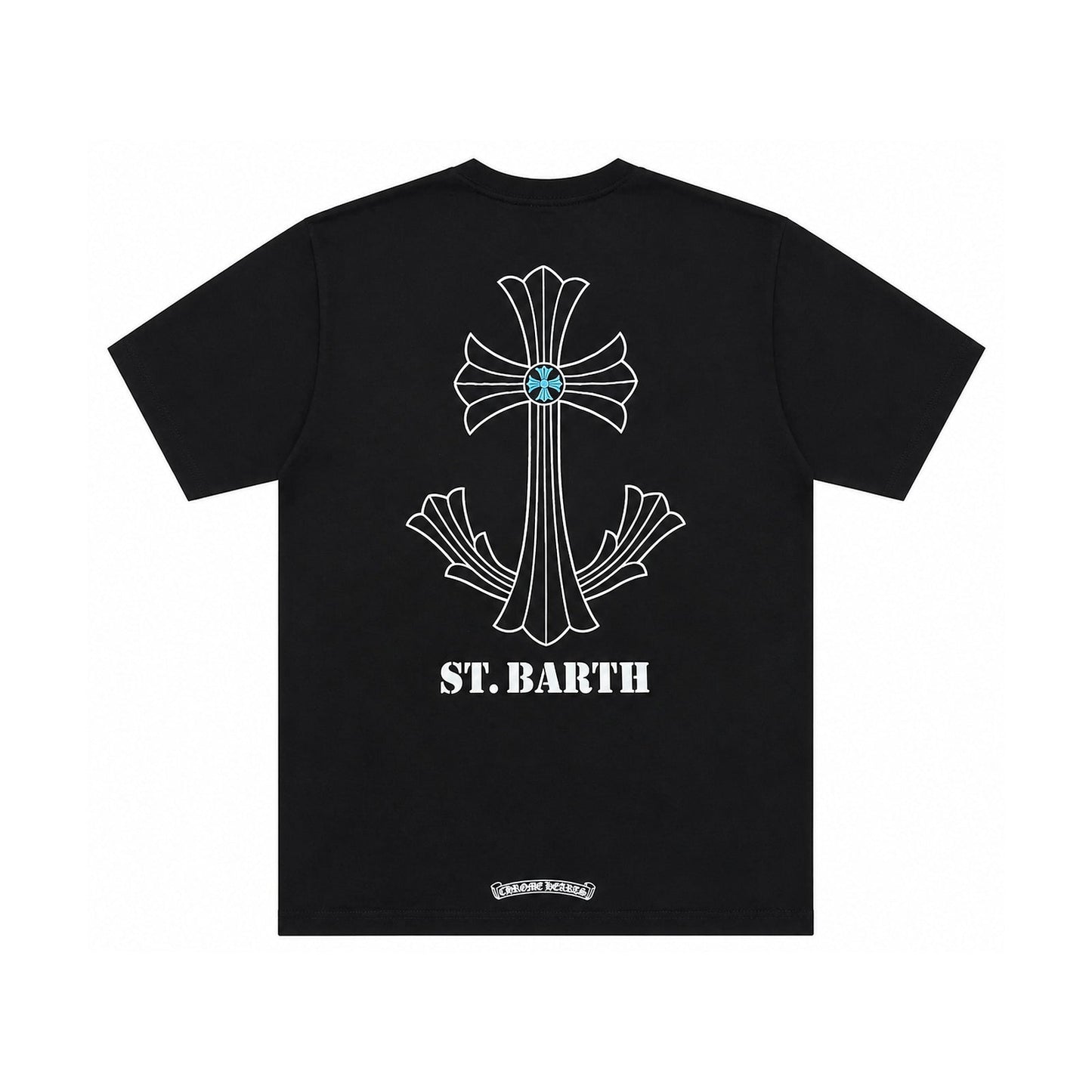 ST BARTH EXCLUSIVE CROSS LOGO T-SHIRT BLACK - back