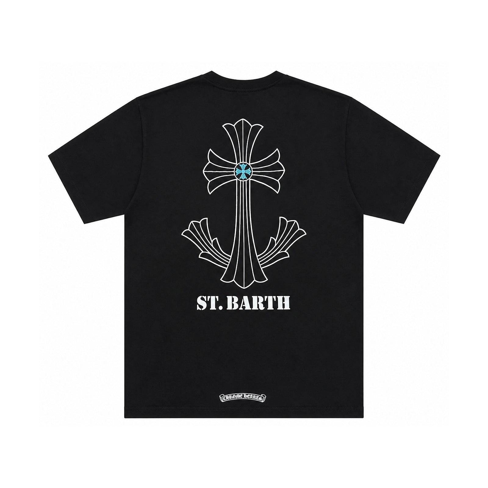 ST BARTH EXCLUSIVE CROSS LOGO T-SHIRT BLACK - back