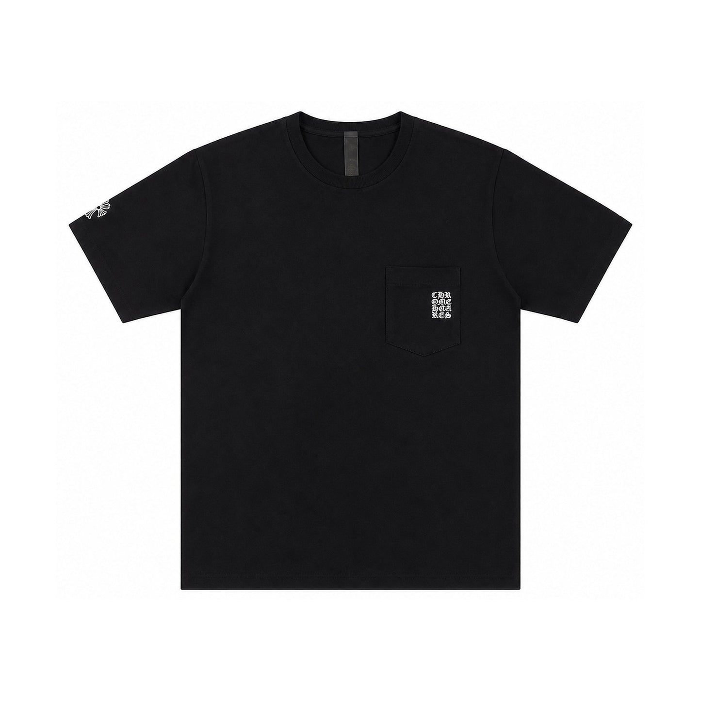 EMBROIDERED CHART LOGO POCKET SHORT SLEEVE TEE BLACK - front