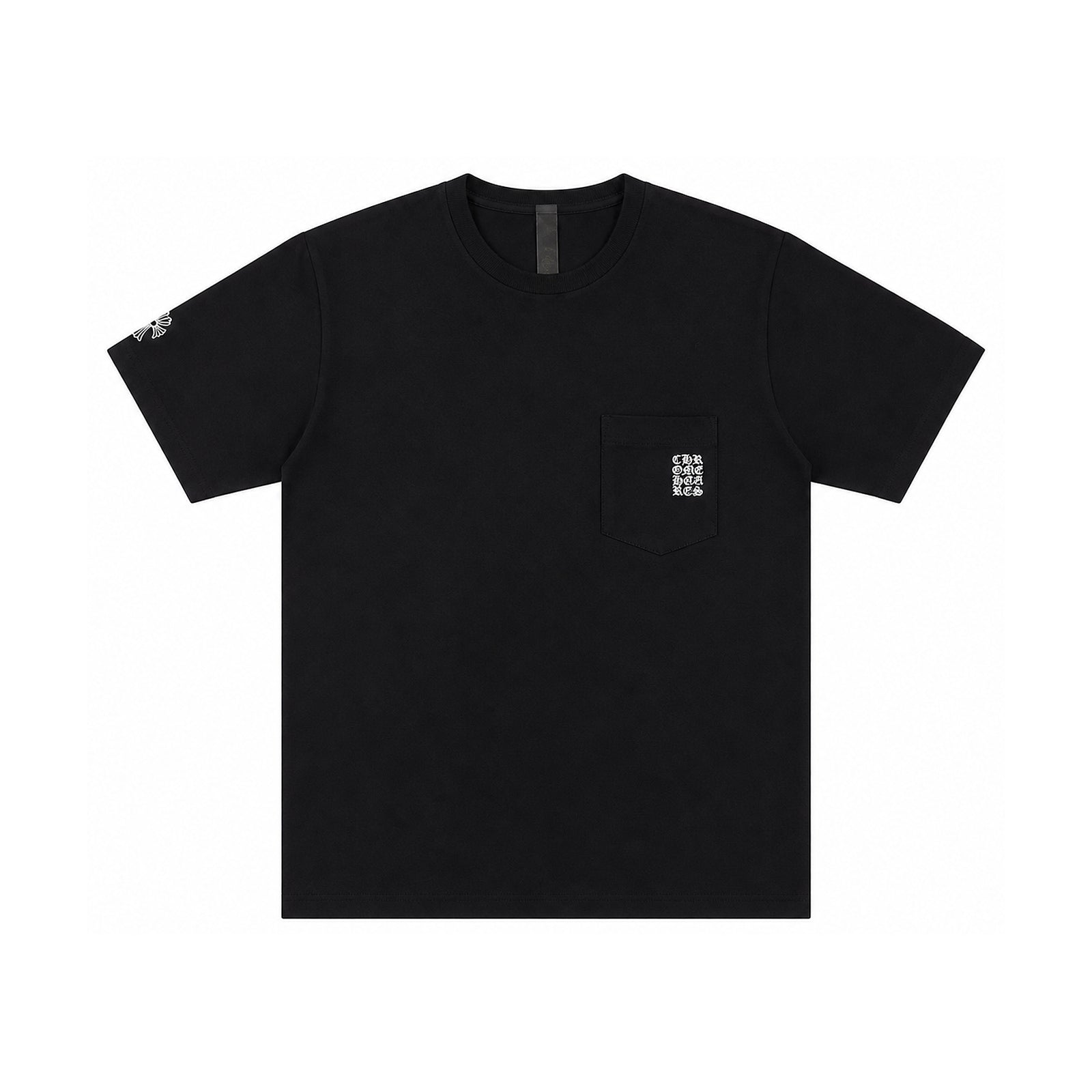 EMBROIDERED CHART LOGO POCKET SHORT SLEEVE TEE BLACK - front