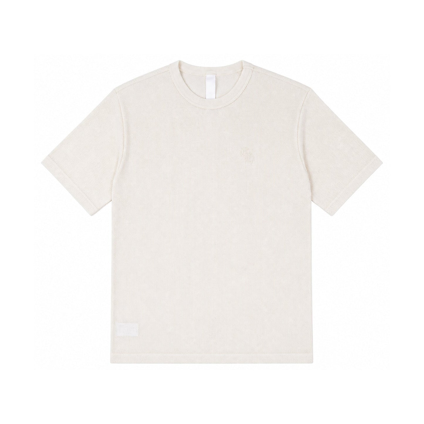 LETTER WAFFLE THERMAL SHORT SLEEVE HENLEY TEE BEIGE - front