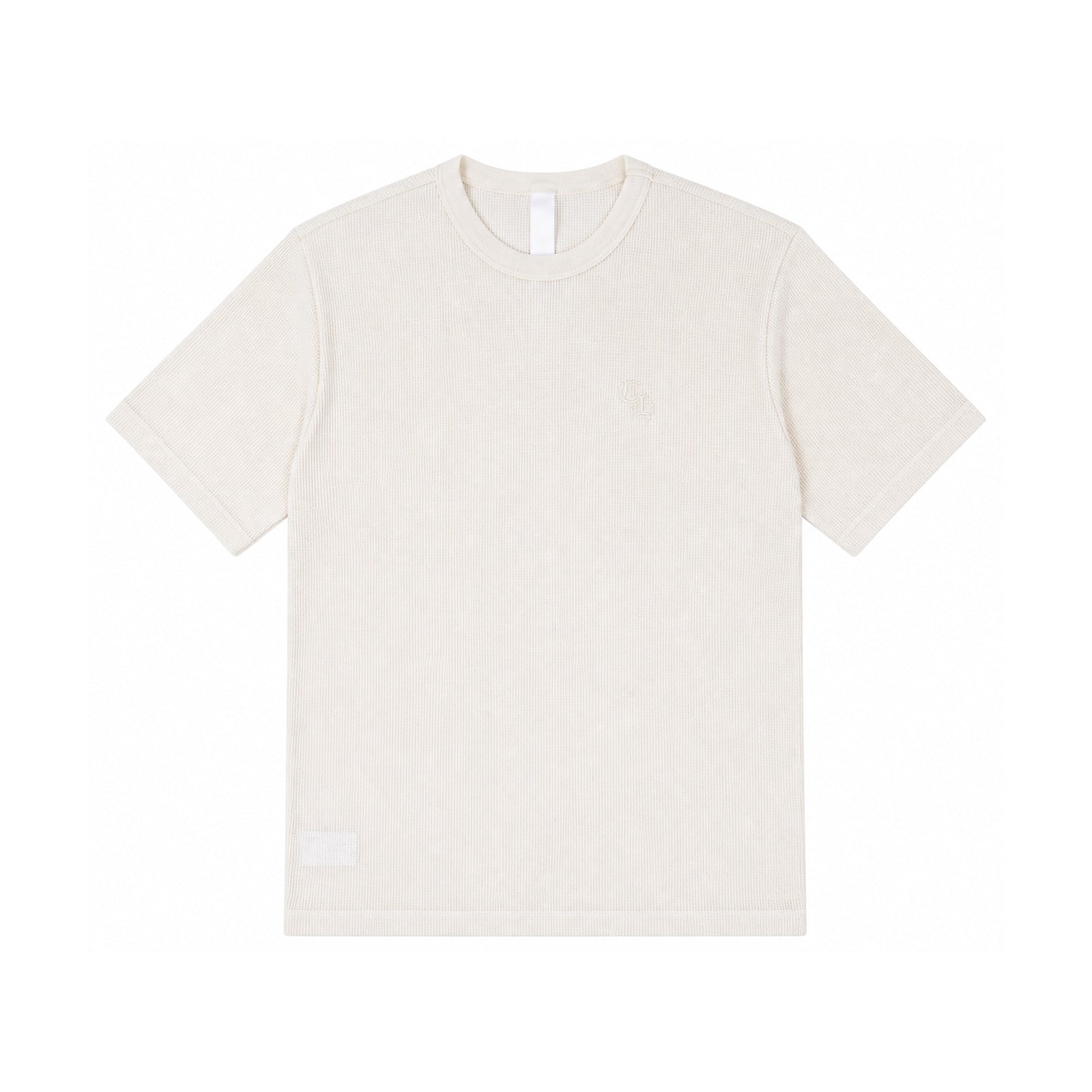LETTER WAFFLE THERMAL SHORT SLEEVE HENLEY TEE BEIGE - front