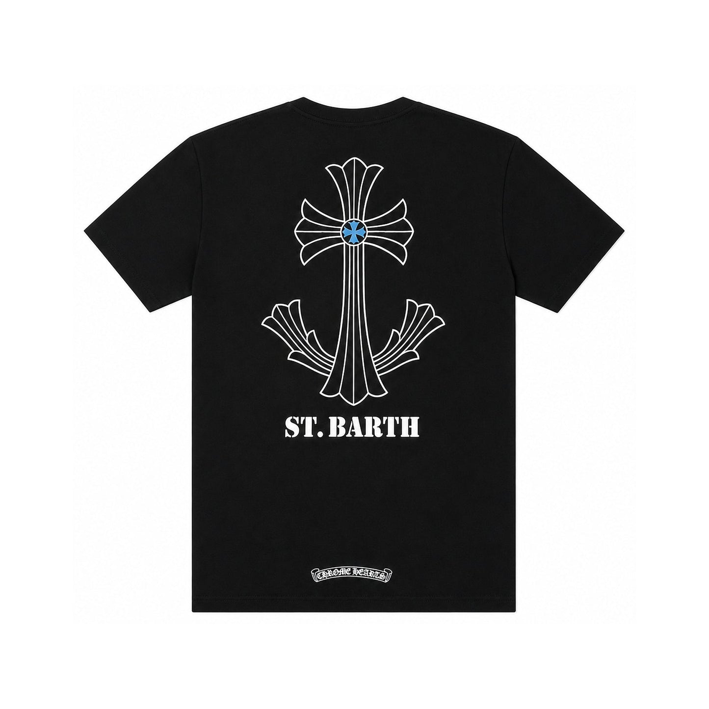 ST BARTHS EXCLUSIVE ANCHOR T-SHIRT BLACK BLUE - back