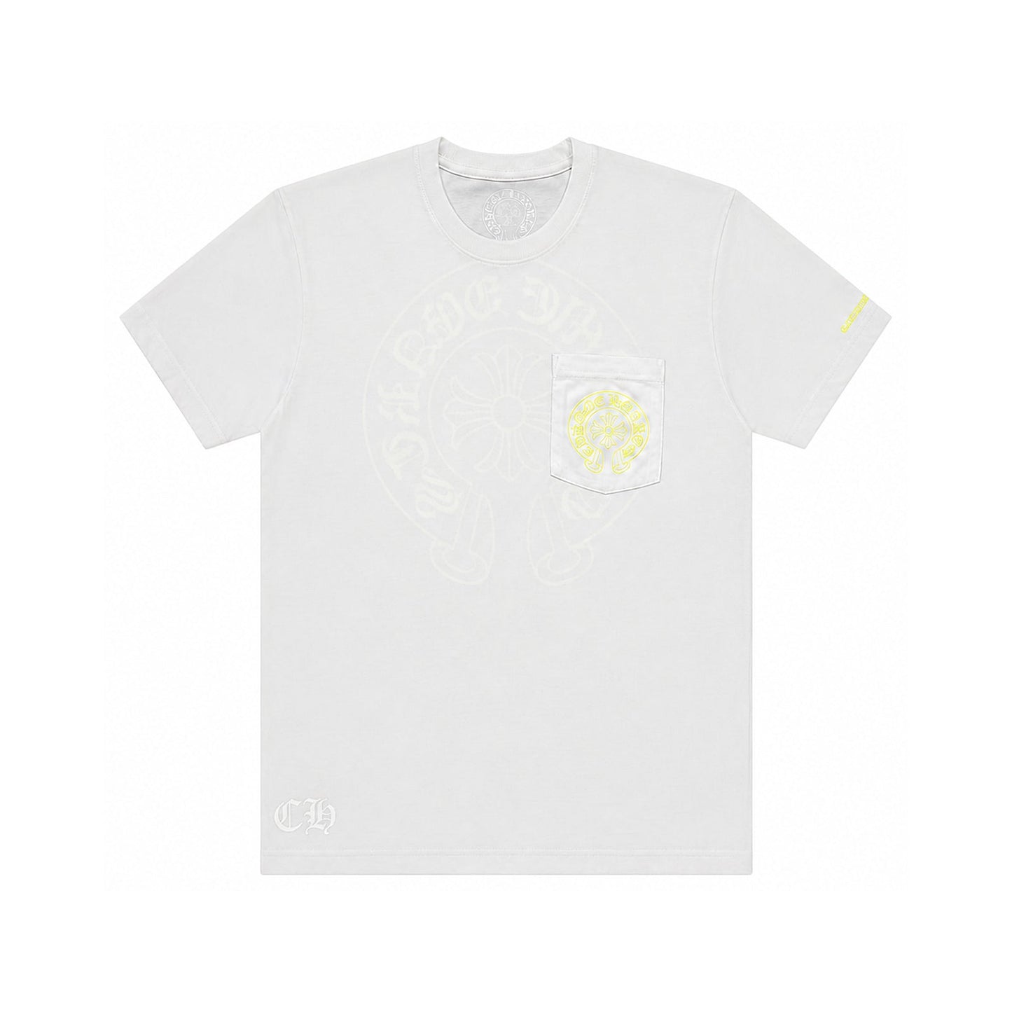 FLUORESCENT GREEN HORSESHOE T-SHIRT WHITE - front