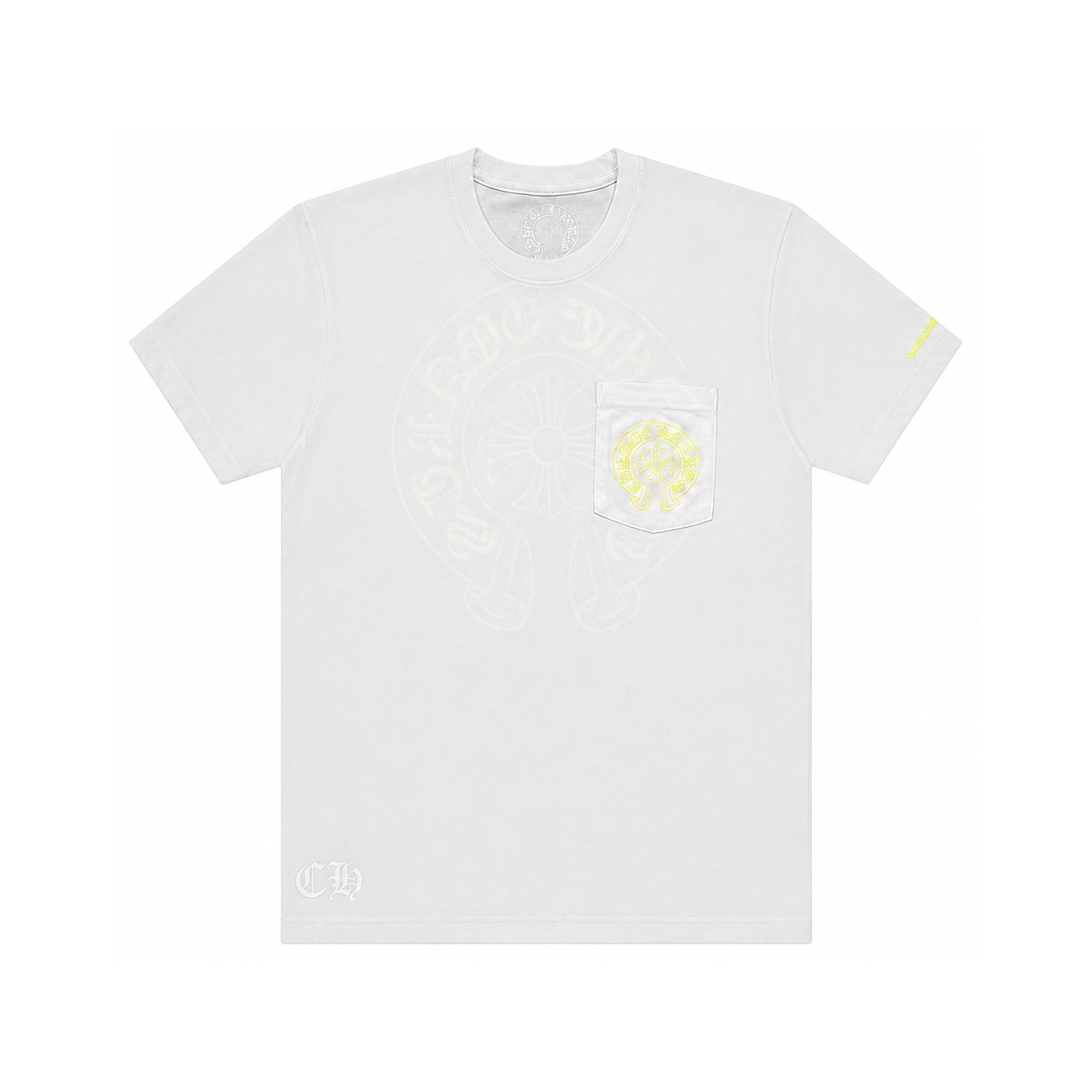 FLUORESCENT GREEN HORSESHOE T-SHIRT WHITE - front