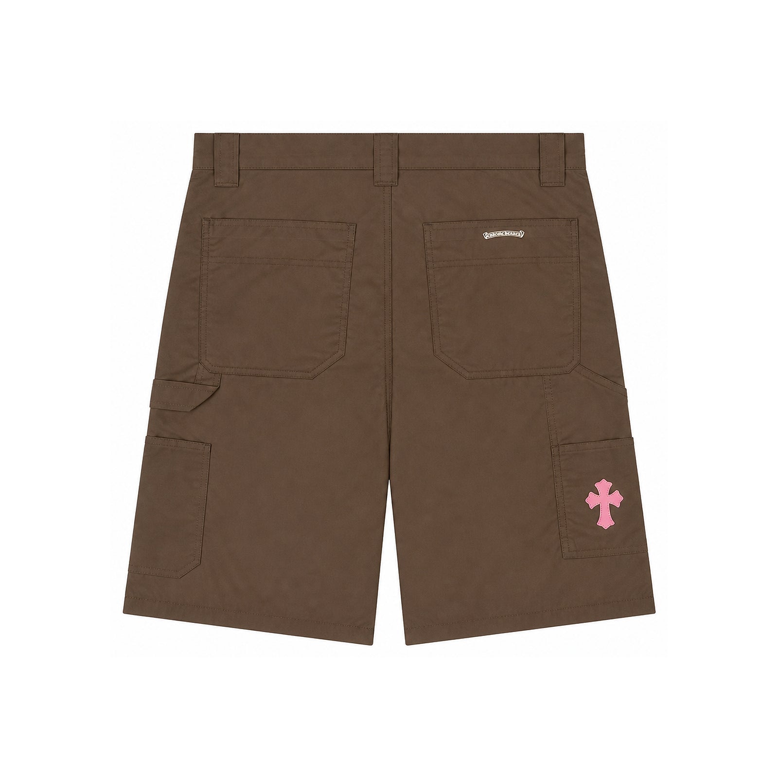LEATHER DOUBLE KNEE NYLON CARPENTER SHORTS BLACK BROWN - back