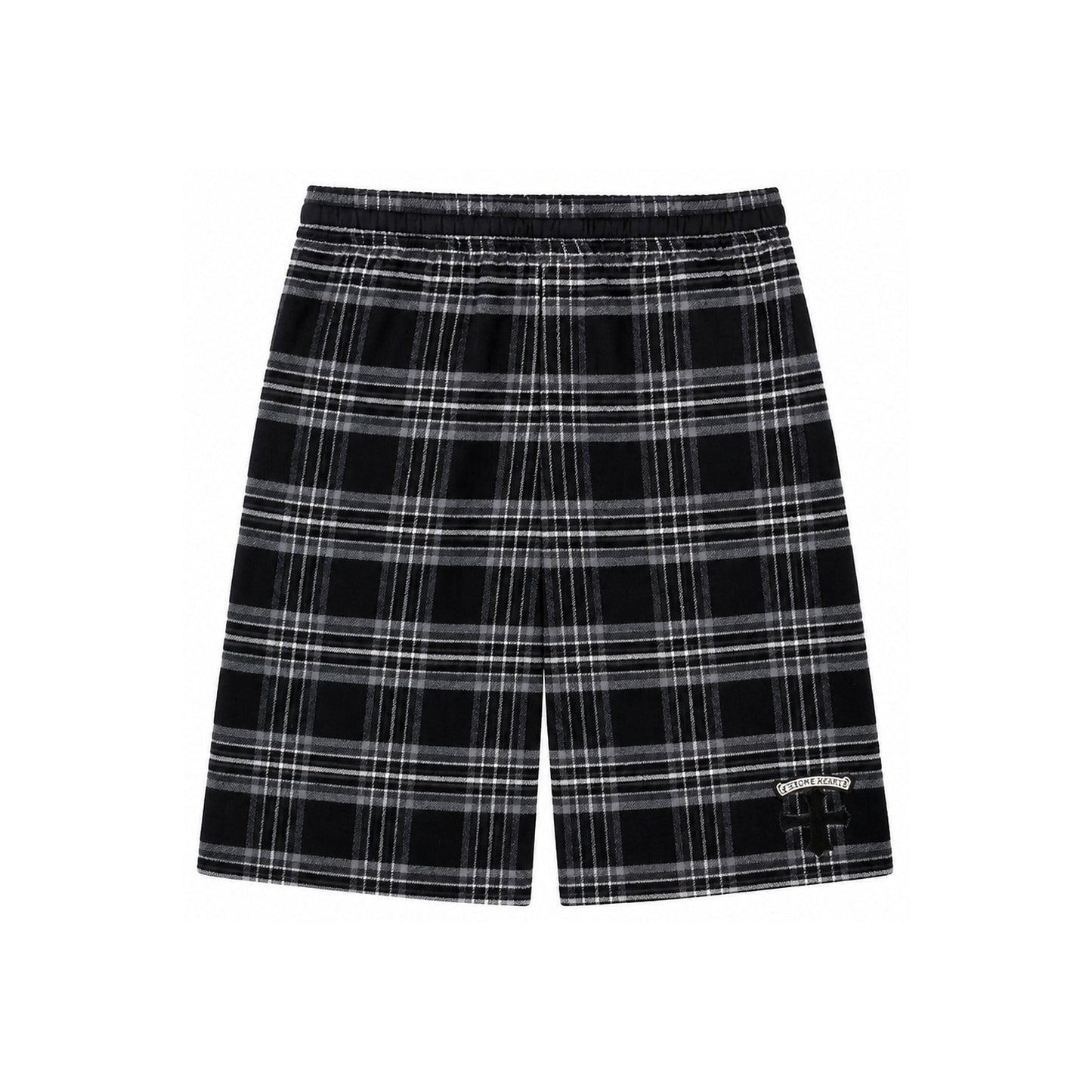 AFTER SCHOOL FLANNEL SHORTS CROSS PATCH BLACK - front