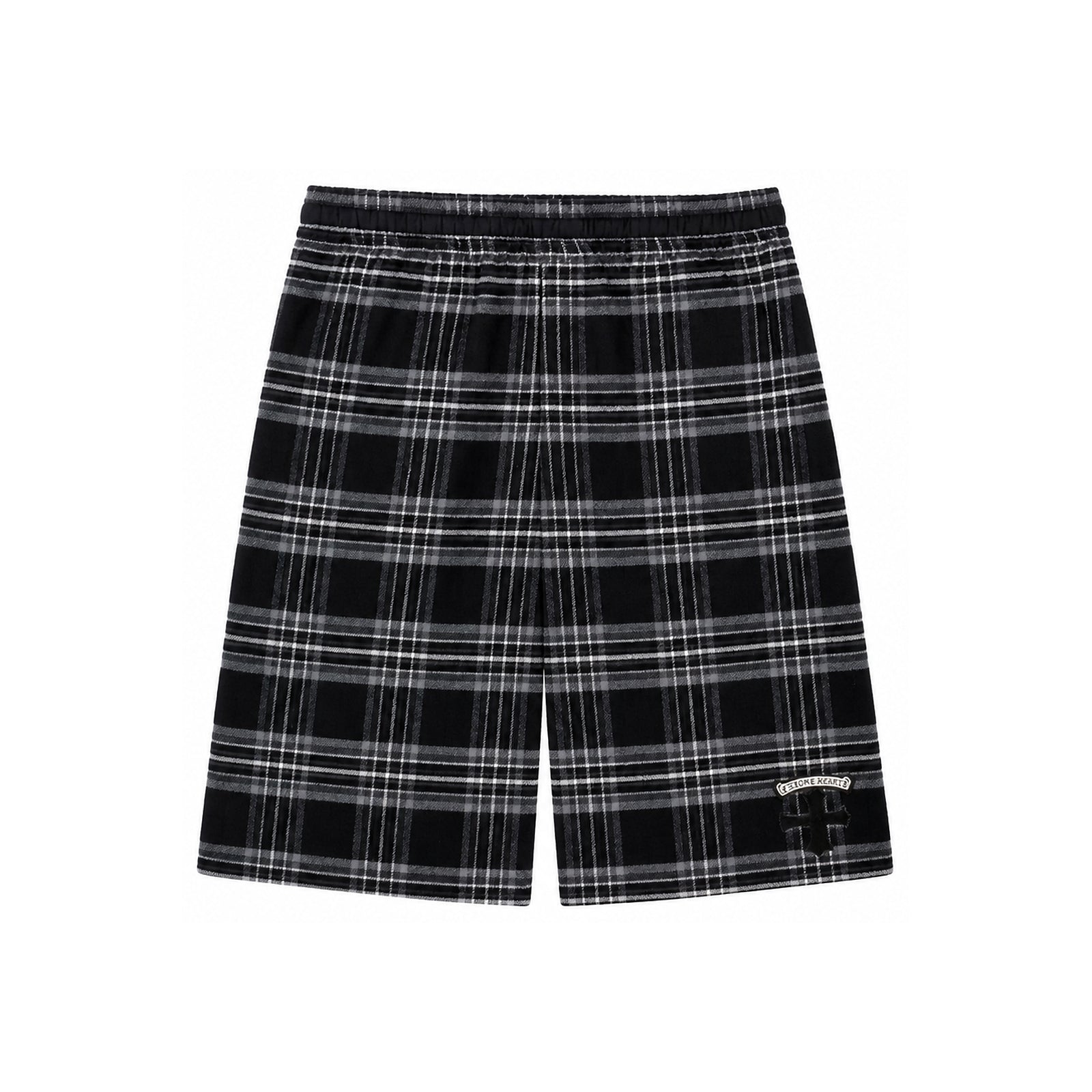 AFTER SCHOOL FLANNEL SHORTS CROSS PATCH BLACK - front