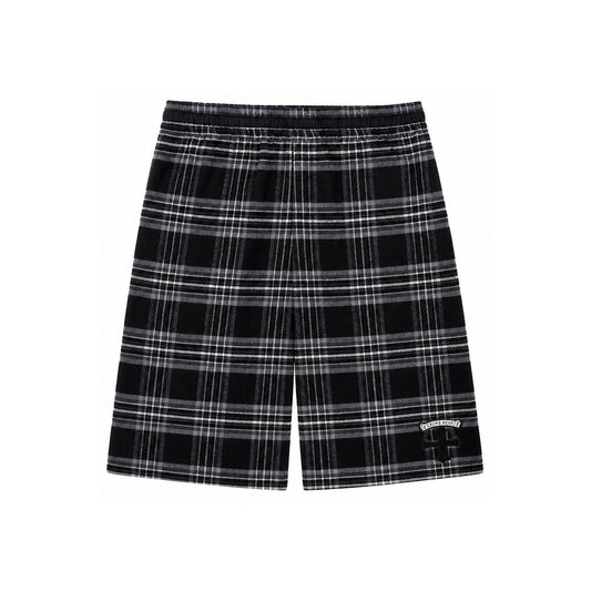 AFTER SCHOOL FLANNEL SHORTS CROSS PATCH BLACK - front