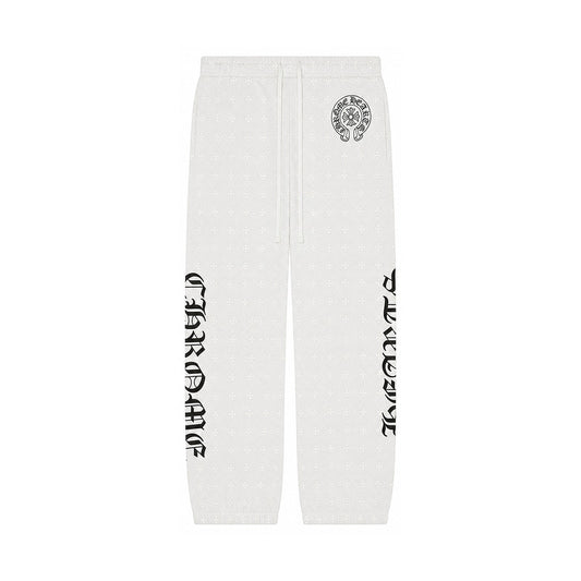 PLUS CROSS ALLOVER PRINT SWEATPANTS WHITE - front
