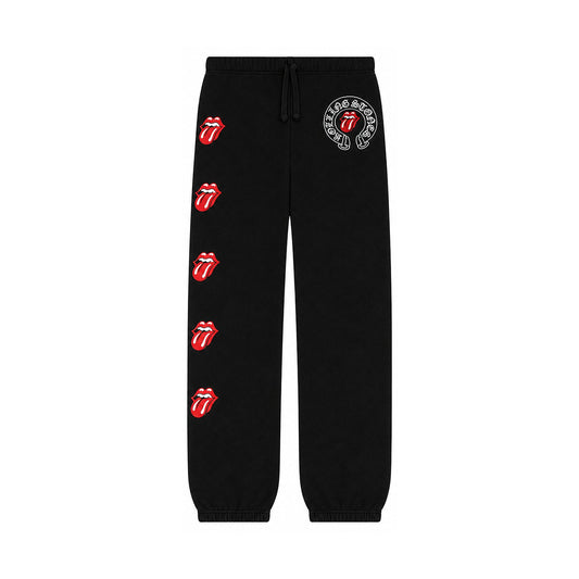 EMBROIDERED ROLLING STONE SWEATPANTS BLACK - front