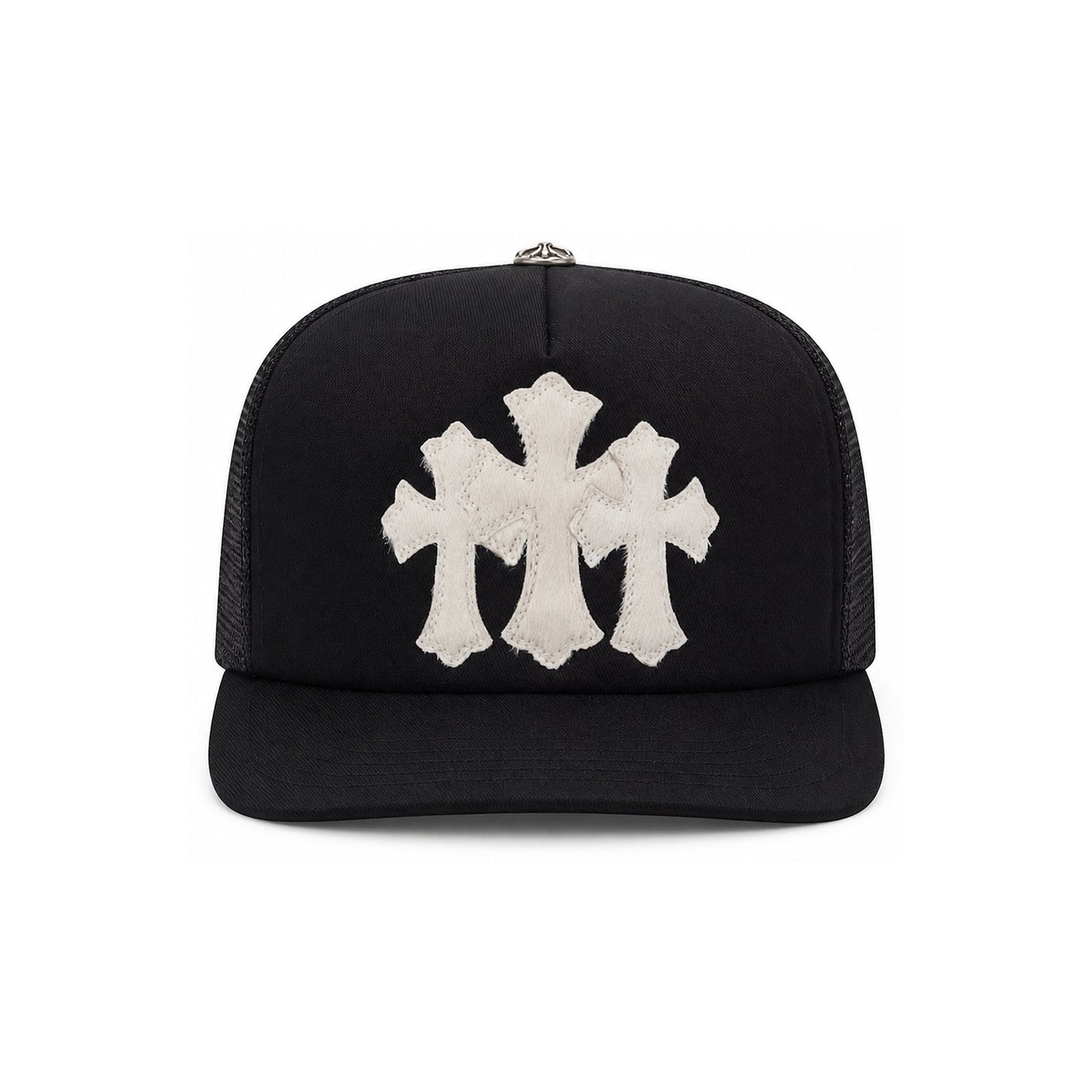 TRIPLE CROSS CEMETERY HAT BLACK CALFSKIN MOHAIR - front