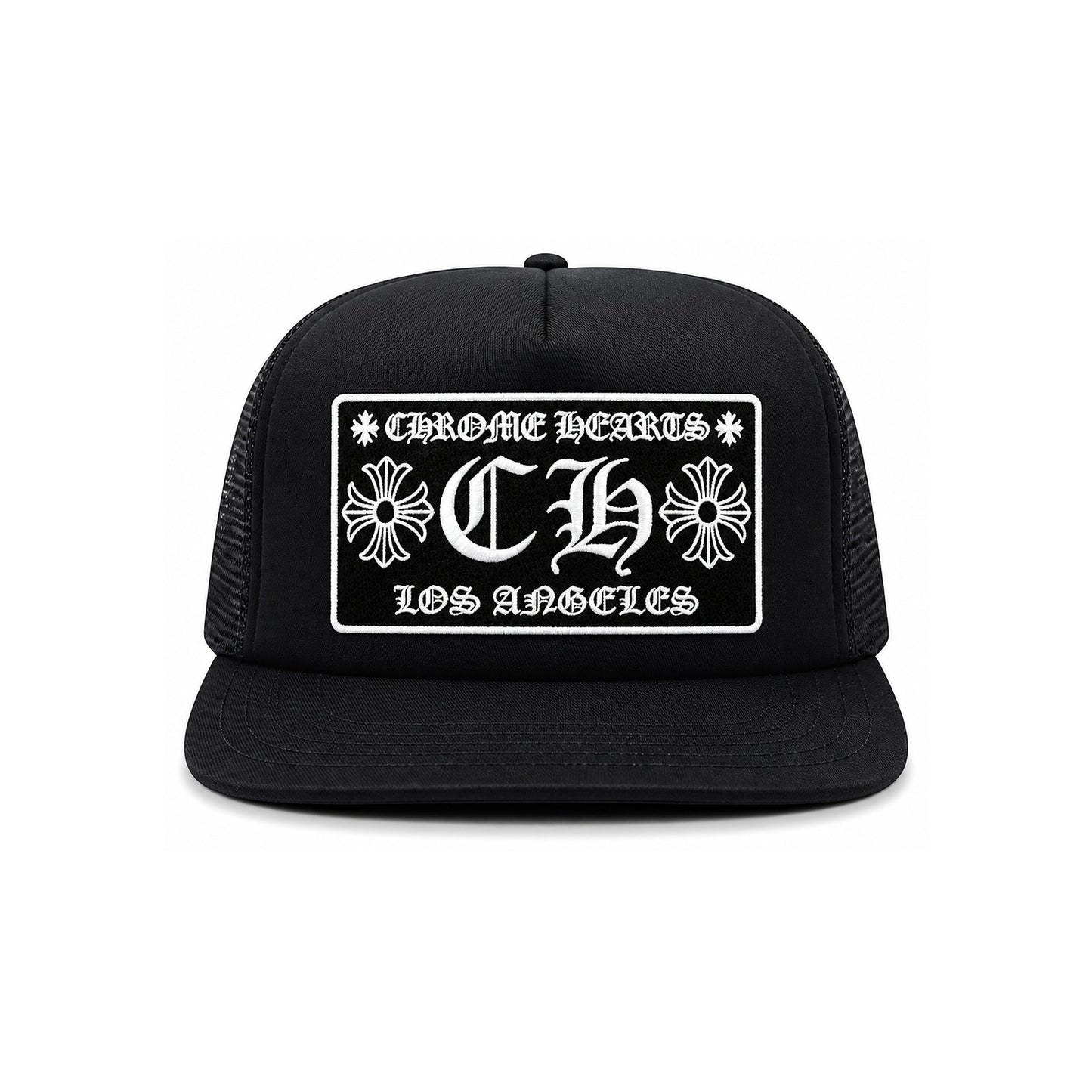 LOS ANGELES EXCLUSIVE TRUCKER HAT BLACK WHITE - front