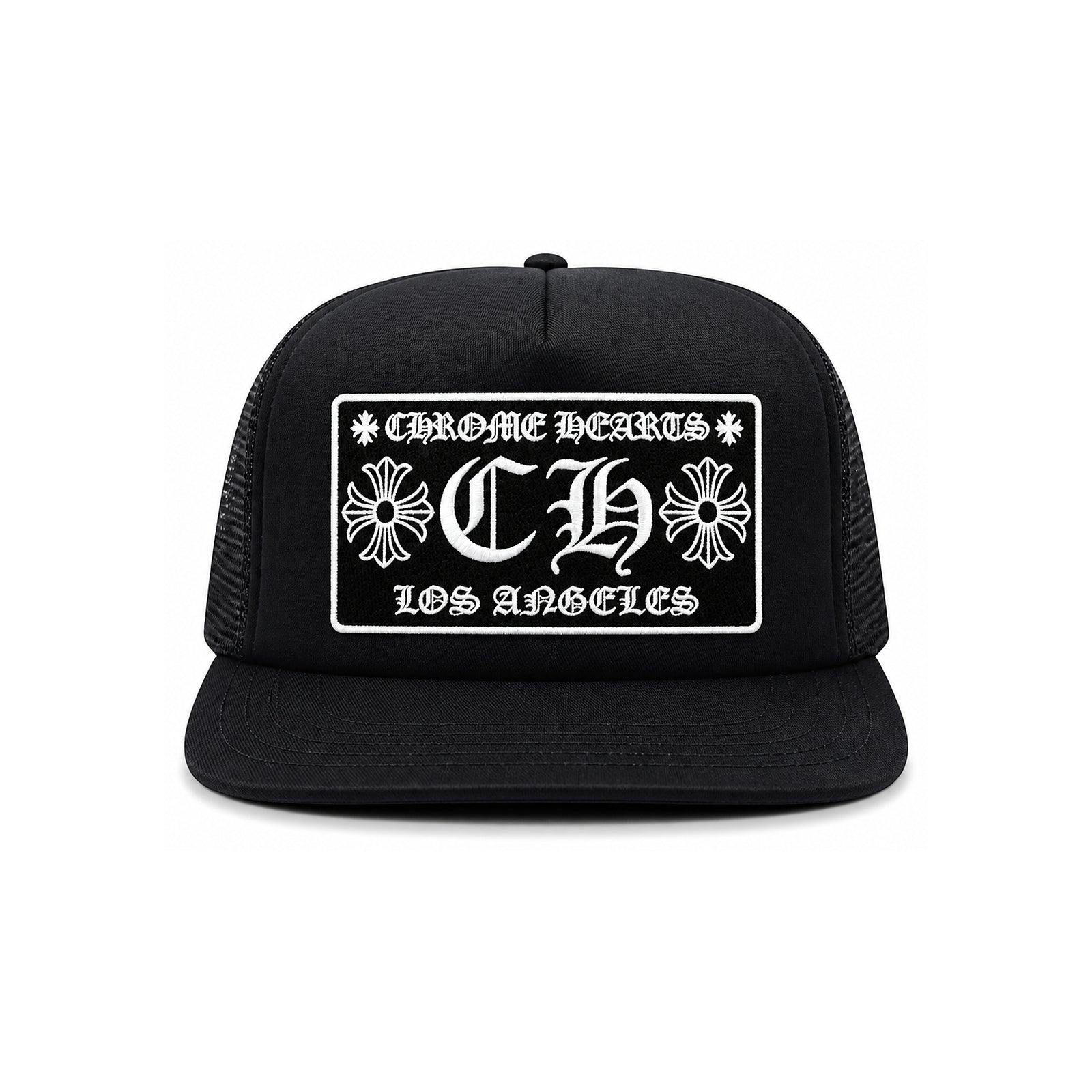 LOS ANGELES EXCLUSIVE TRUCKER HAT BLACK WHITE - front
