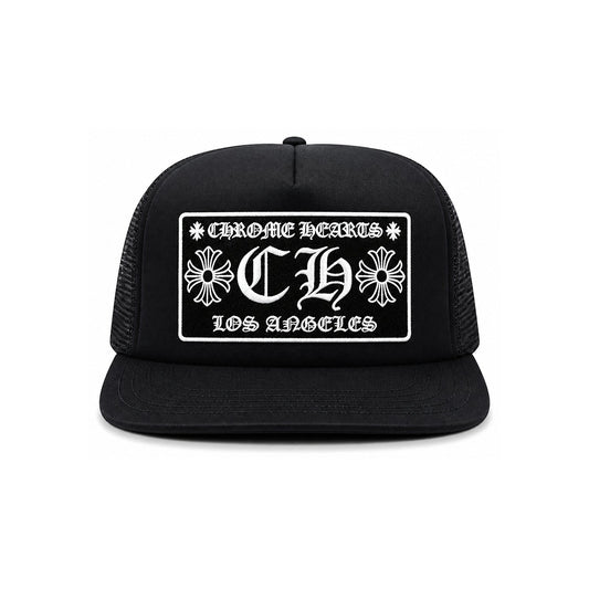 LOS ANGELES EXCLUSIVE TRUCKER HAT BLACK WHITE - front