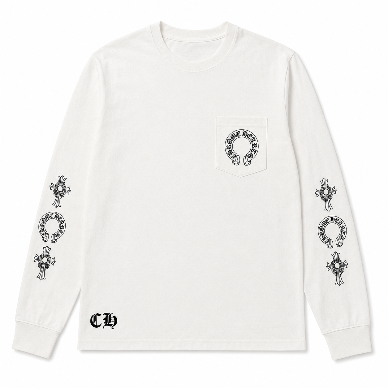 WHITE CROSS HORSESHOE LONGSLEEVE front