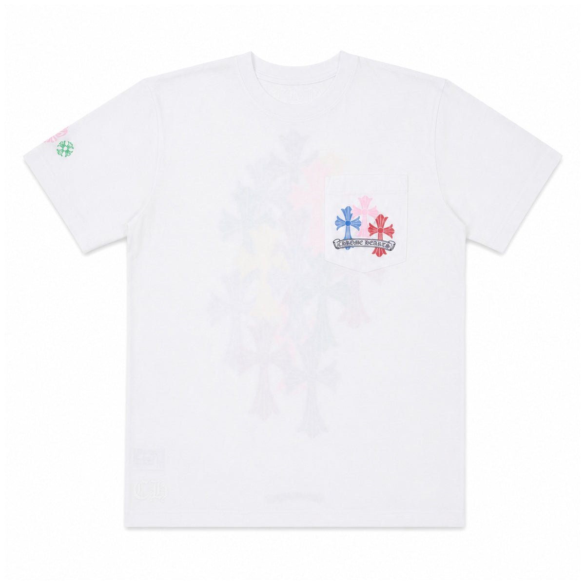 WHITE MULTICOLOR CROSS CEMETERY TEE — front view