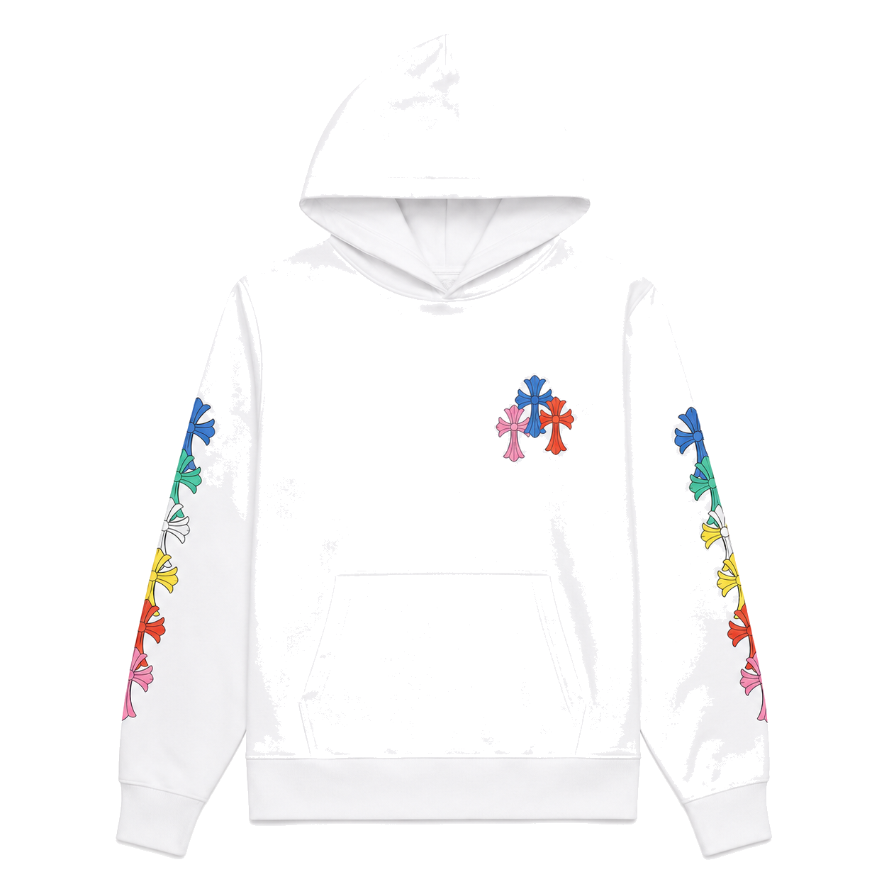 WHITE MULTICOLOR CROSS HOODIE front