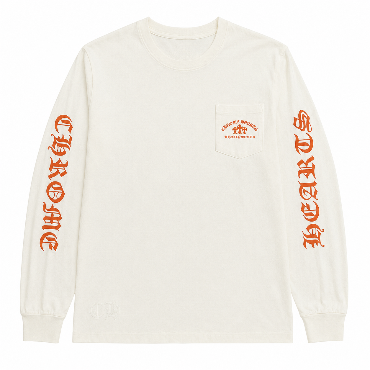 WHITE ORANGE HOLLYWOOD LONGSLEEVE front